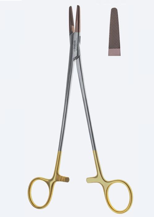 Голкотримачі Hegar "Power TC", "Titanit", прямі, для ниток 2/0 - 5/0, насічка 0,5, з кремальєрою, довжина 240 мм. Бренд - Asanus Medizintechnik Gmb, Німеччина